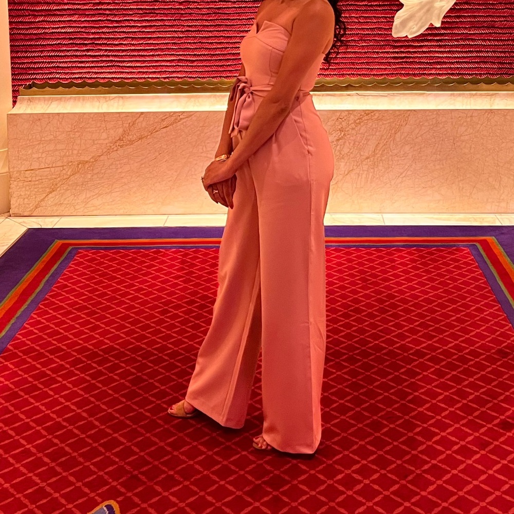 Elegant Pink Strapless Jumpsuit